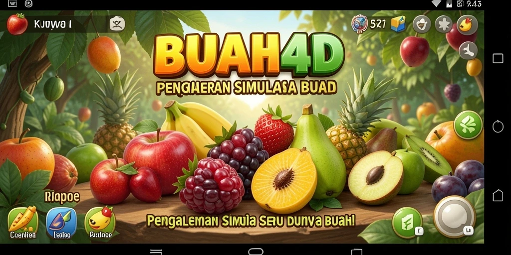 Tampilan gameplay BUAH4D dengan kebun buah yang rimbun.